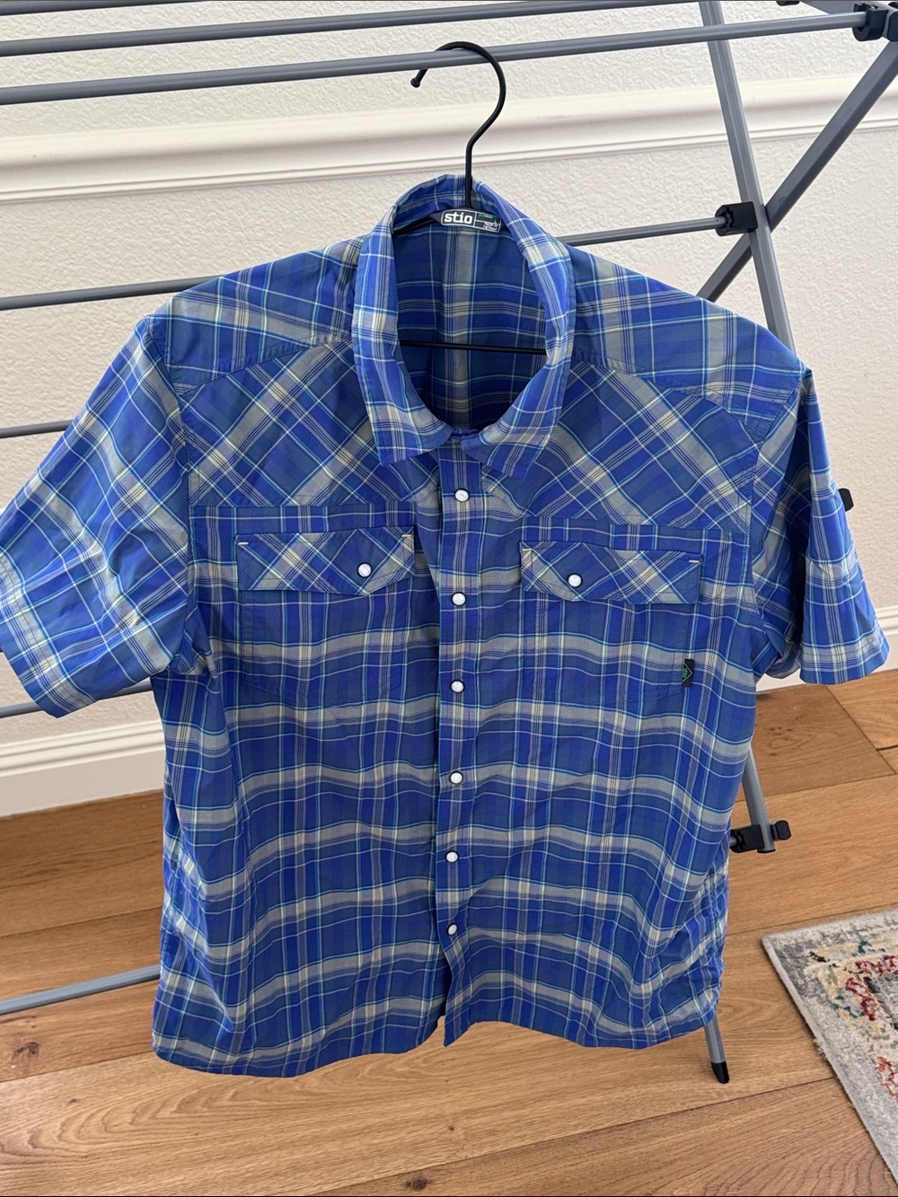 EUC Stio Plaid Shirt, Blue/Yellow Plaid, size L